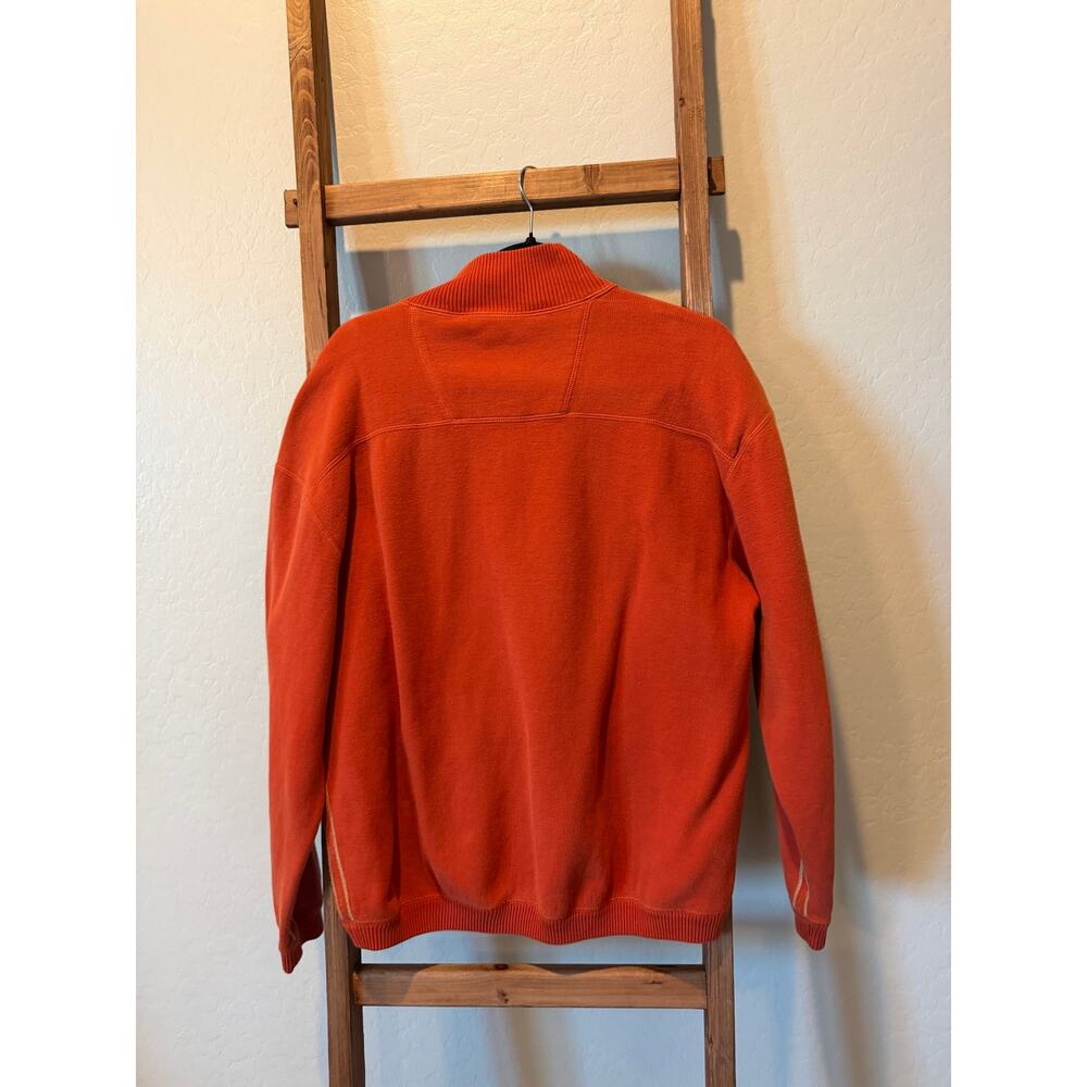 Tommy Bahama Men’s Orange Quarter Zip Pullover Sweater Contrast Stitching - Picture 3 of 3